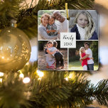 Ornement En Céramique Collection photo personnalisée quatre Instagram No<br><div class="desc">Offrez le cadeau de photos de famille avec ce personnage de quatre photos Instagram collage de Noël ornement. Ajoutez facilement vos propres photos à cet ornement et ajoutez votre propre texte à ce design modèle. Inclus est une ligne de texte et une date en noir pour que vous personnalisiez. Idéal...</div>