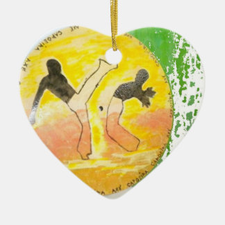 Ornement En Céramique combattants d'arts martiaux de disque de capoeira