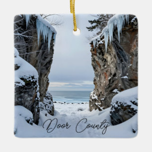 Ornement En Céramique Comté de Door, Wisconsin Poème d'hiver