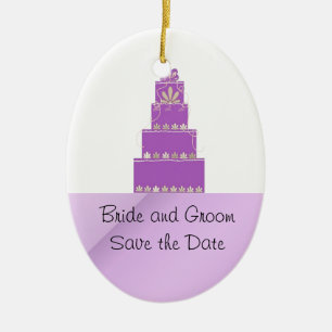 Ornement En Céramique Conception de gâteau de mariage mauve et violet