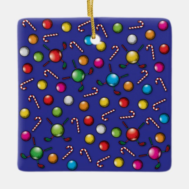 Ornement En Céramique Conception de monogramme de golf de Noël (Devant)