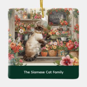 Ornement En Céramique Conception fleur de Noël de chat par fleuriste Pap