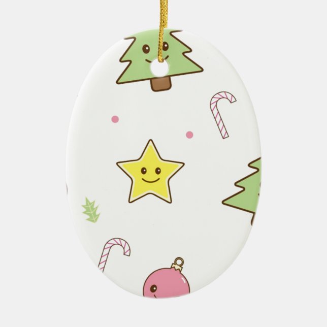 Ornement En Céramique Conception mignonne de Noël de Kawaii (Devant)