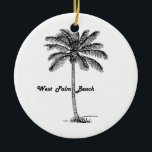 Ornement En Céramique Conception noire et blanche de West Palm Beach et<br><div class="desc">Conception noire et blanche de West Palm Beach. Inspiré d'ici la simplicité,  noir et blanc,  voyage et été. Visitez notre magasin pour trouver plus de conceptions de paume et de ville !</div>