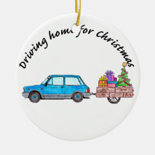 Ornement En Céramique "Conduire à la maison pour voiture de Noël avec