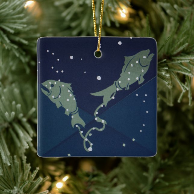 Ornement En Céramique Constellation de poissons des Poissons Zodiaque vi (Arbre)