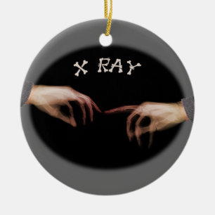 ORNEMENT EN CÉRAMIQUE CONTACT DE DOIGTS D'ORNEMENT DE NOËL DE RAYON X