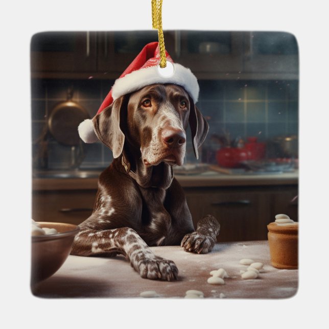 Ornement En Céramique Cookies de Noël allemands à pois courts (Devant)