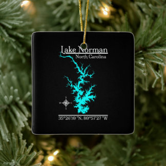 Ornement En Céramique Coordonnées de la carte du lac Norman en Caroline
