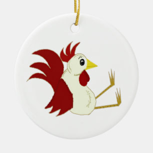 Ornement En Céramique Coq assis drôle