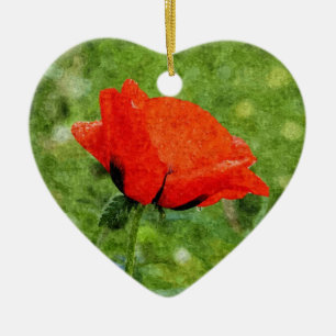 Ornement En Céramique Coquelicot rouge