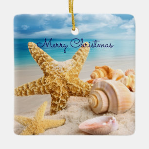 Ornement En Céramique Coquillages sur l'ornement de Noël de la plage