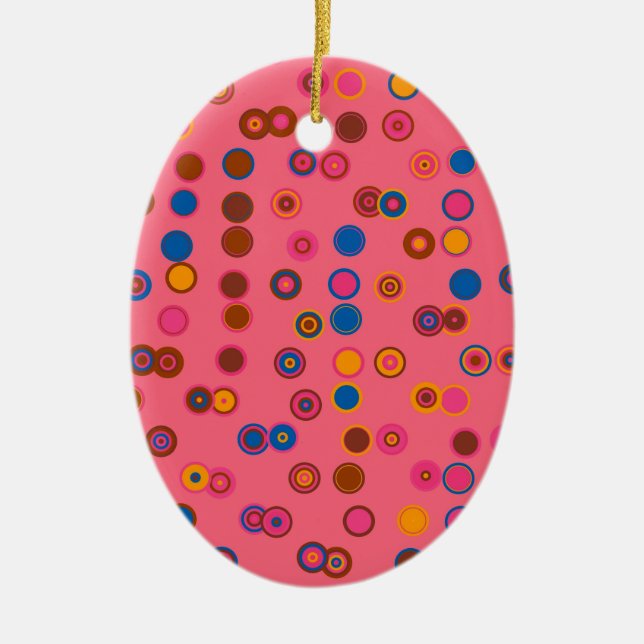 Ornement En Céramique Coral rose bubblegum cercle géométrique motif (Devant)