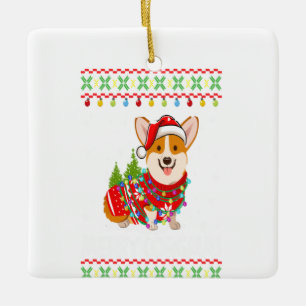 Ornement En Céramique Corgi Chien Joyeux Corgmas Père Noël Corgi Mauvais