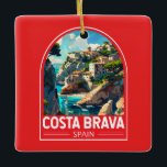 Ornement En Céramique Costa Brava Espagne Voyage Art Vintage<br><div class="desc">Costa Brava retro design de voyage vectoriel. La Costa Brava est une région côtière de Catalogne,  dans le nord-est de l'Espagne.</div>