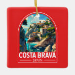 Ornement En Céramique Costa Brava Espagne Voyage Art Vintage<br><div class="desc">Costa Brava retro design de voyage vectoriel. La Costa Brava est une région côtière de Catalogne,  dans le nord-est de l'Espagne.</div>