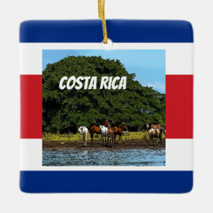 Ornement En Céramique Costa Rica - Chevaux au bord de l'eau