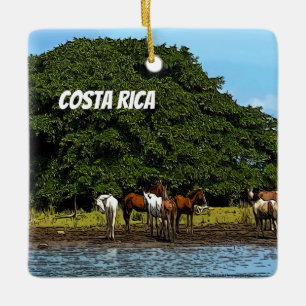 Ornement En Céramique Costa Rica - Chevaux au bord de l'eau