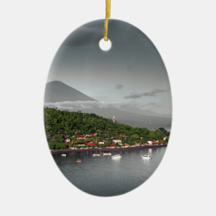 Ornement En Céramique Côte est de Bali et mont Agung