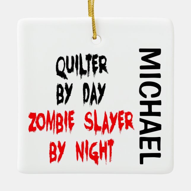 Ornement En Céramique Couche Zombie Quilter PERSONNALISÉ (Devant)