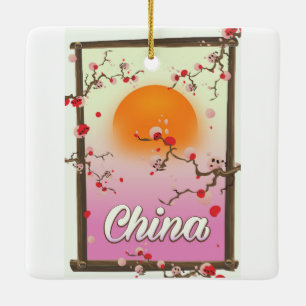 Ornement En Céramique Coucher de soleil sur la floraison de Chine