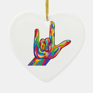 Ornement En Céramique COULEUR AUDACIEUSE d'ASL je t'aime