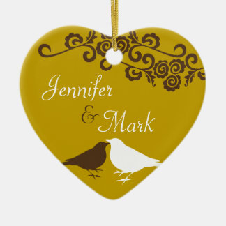 Ornement En Céramique couple Brown inséparables couple mariage d'abord