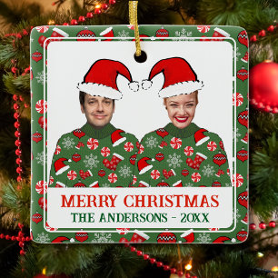 Ornement En Céramique Couple drôle Joyeux Noël