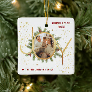 Ornement En Céramique Couronne de branches de pin Trendy Joy pour photo 