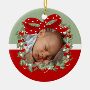 Ornement En Céramique Couronne de Noël (2 faces) Personnalisée