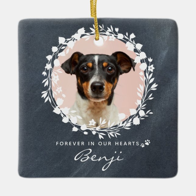 Ornement En Céramique Couronne de photo de souvenir de perte d'animal de (Devant)
