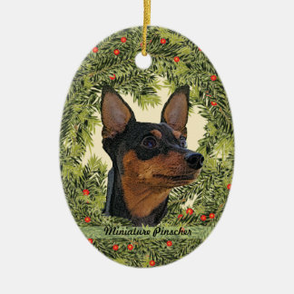 Ornement En Céramique Couronne miniature Pinscher