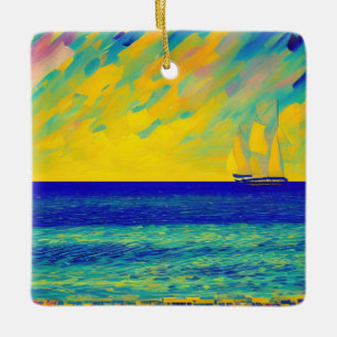 Ornement En Céramique Course "Yellow Sky" paysage marin