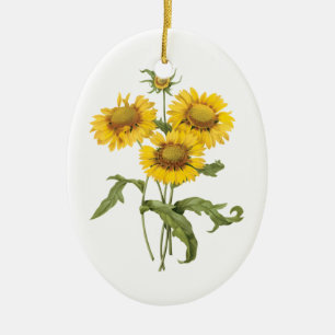 Ornement En Céramique Couverture Fleur de Tapis Tournesol Floral Vintage