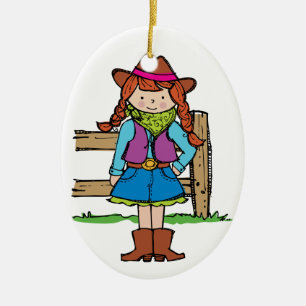 Ornement En Céramique Cowgirl