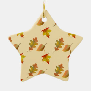 Ornement En Céramique Cozy autumn maple leaves oak leaves