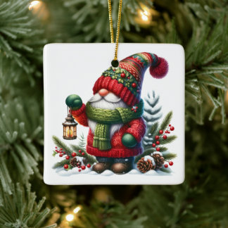 Ornement En Céramique Cozy Christmas Gnome Art – Festive Holiday