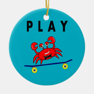 Ornement En Céramique Crabe mignon de bande dessinée sur l'image de