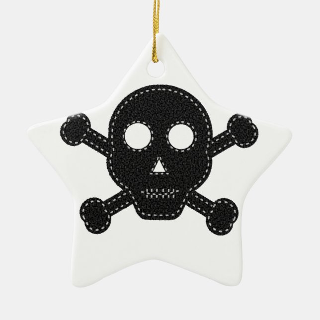 Ornement En Céramique Crâne à flancs noirs (Devant)