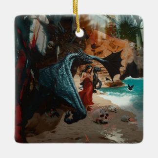 Ornement En Céramique Crâne de dragon Abstrait Occulte Cuisine foncée AI