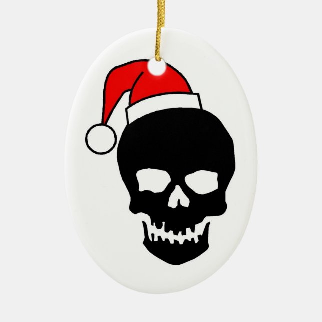 Ornement En Céramique Crâne de Noël (Devant)