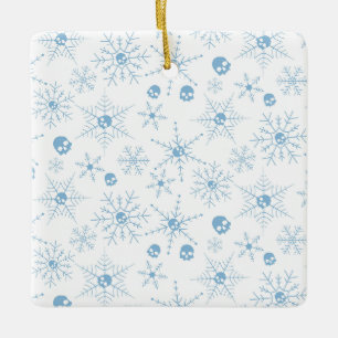 Ornement En Céramique Crâne effrayant Creepmas Noël Snowflakes blanc