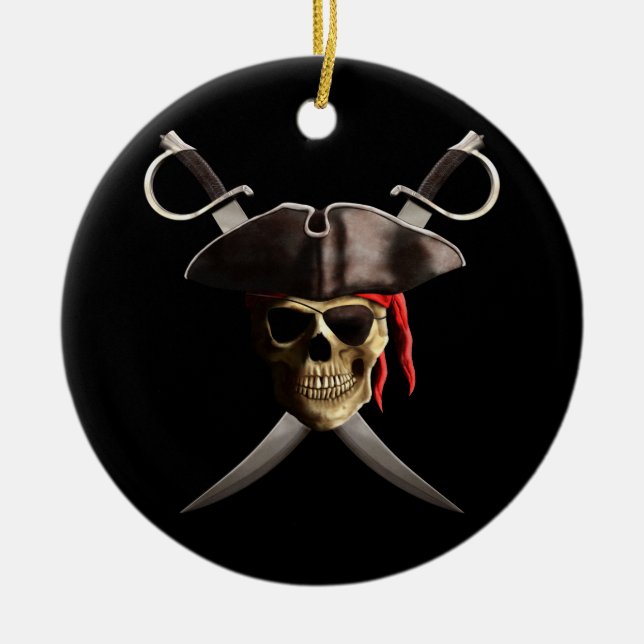 Ornement En Céramique Crâne et épées de pirate (Devant)