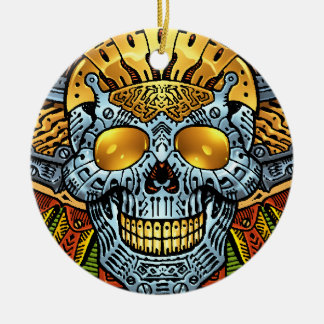 Ornement En Céramique Crâne gothique avec des armes à feu et des balles