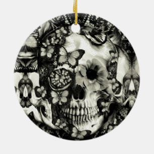 Ornement En Céramique Crâne gothique victorien de dentelle