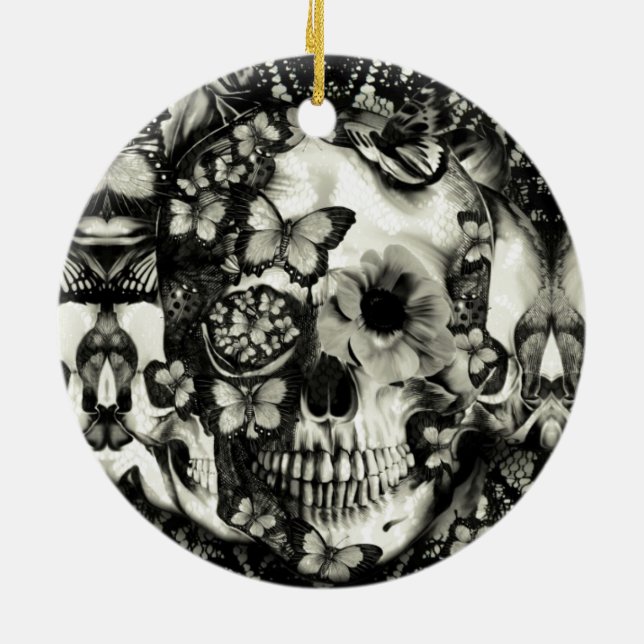 Ornement En Céramique Crâne gothique victorien de dentelle (Dos)