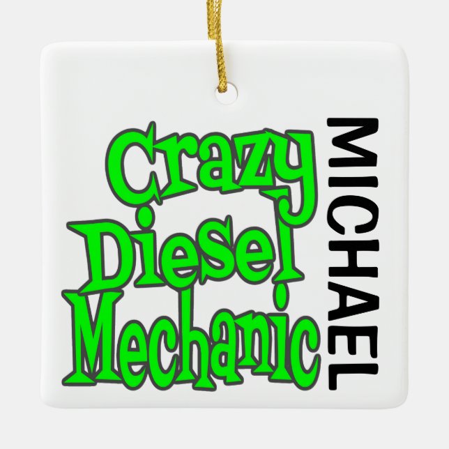 Ornement En Céramique Crazy Diesel Mécanicien CUSTOM (Devant)