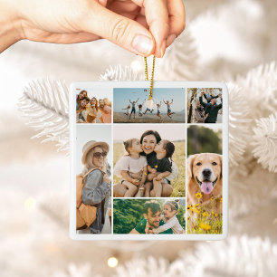 Ornement En Céramique Créez Votre Propre Collage De 7 Photos De Noël