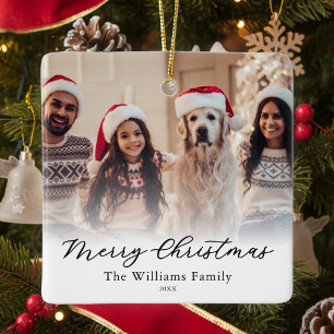 Ornement En Céramique Créez Votre Propre Joyeux Noël 2 Photo Personnalis