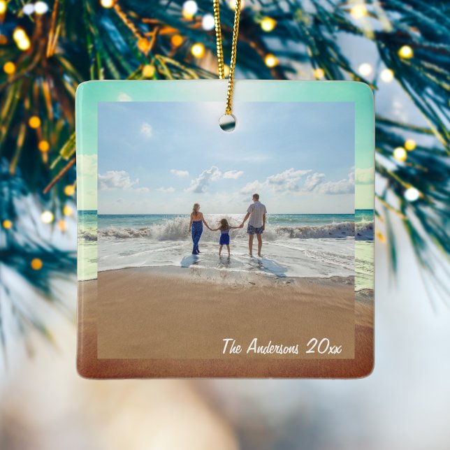 Ornement En Céramique Créez votre propre photo de famille mémorable pers (Créateur téléchargé)